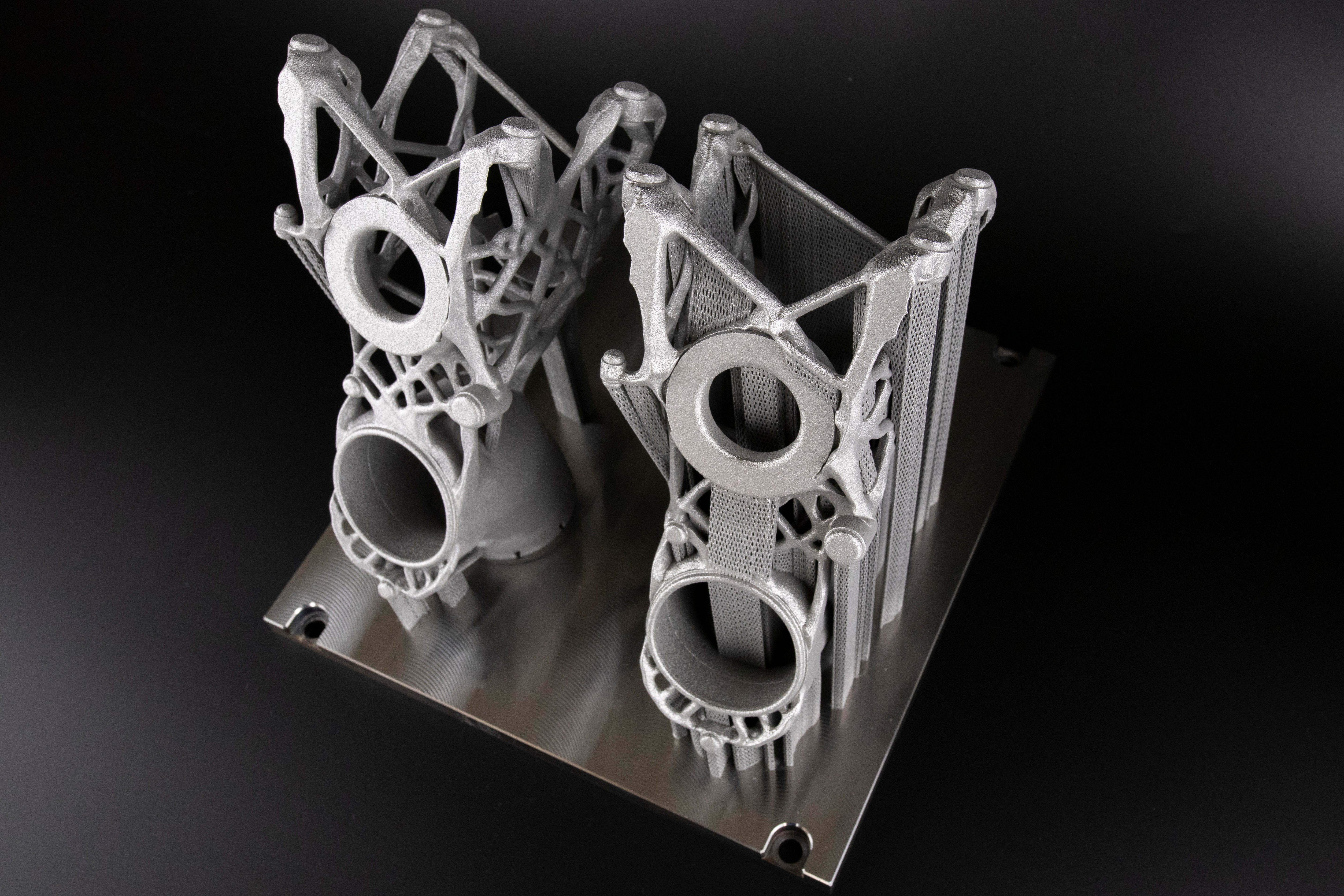 Part 3D printed in metal.