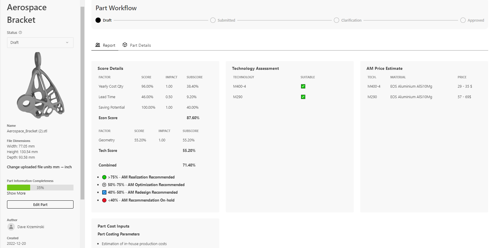 Programme d'identification rapide des pièces